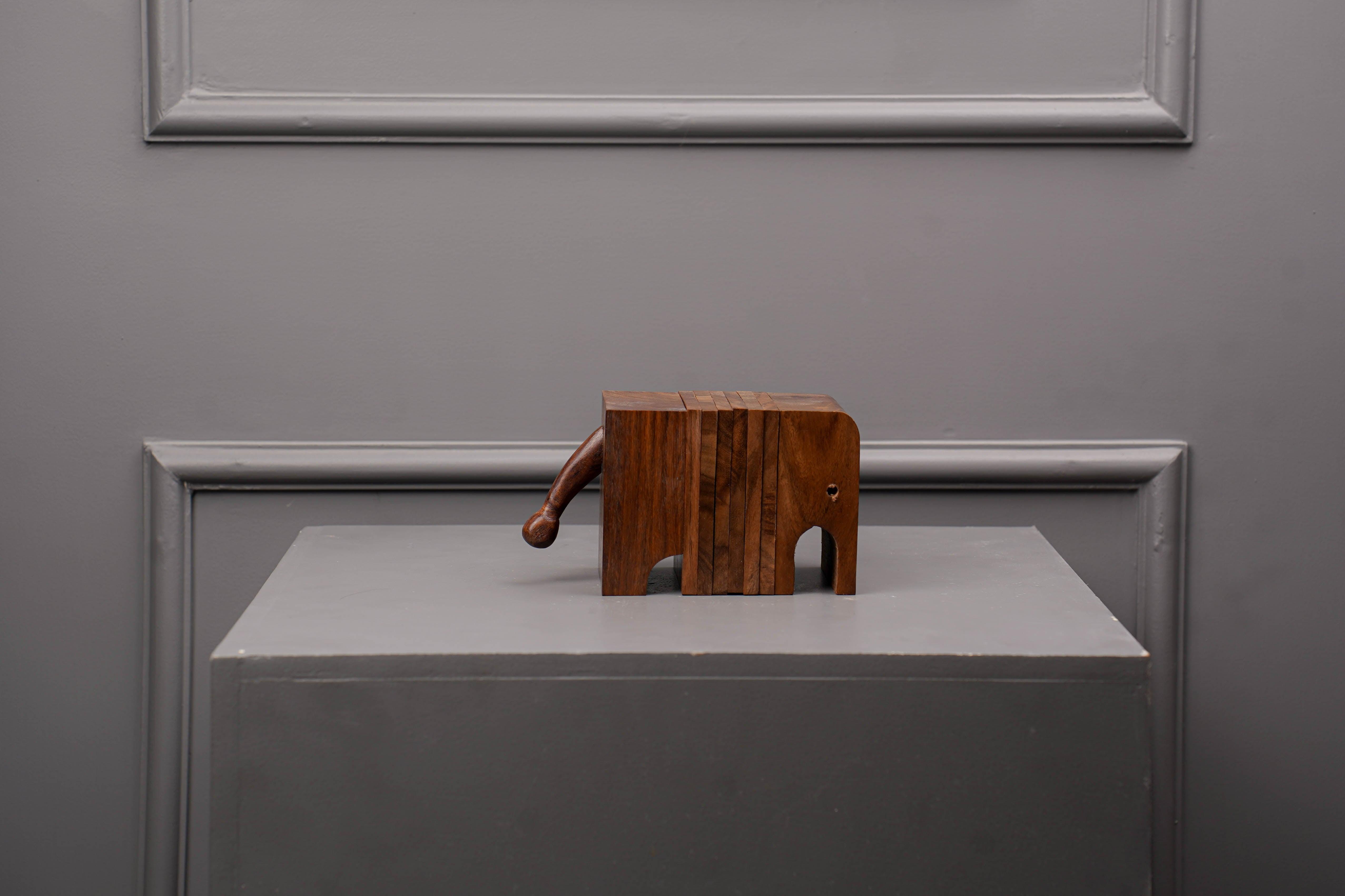 Handcrafted Wooden Elephant Coaster ( Set of 6)