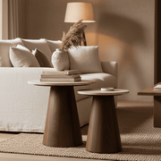 Travertine Mango Wood Side Table