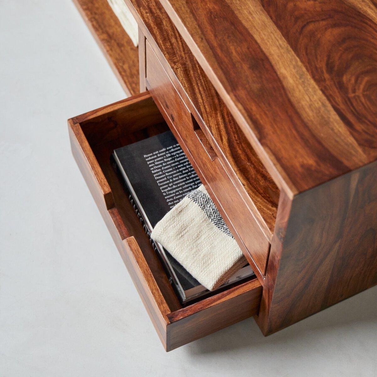 Cosmos Solid Sheesham Wood TV Unit In Honey Oak Finish | TV Cabinet for Living Room