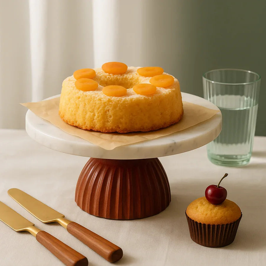 Marble wooden base cake and pastry stand