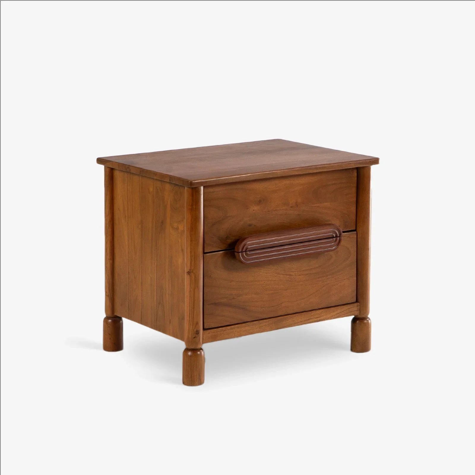 Varnika Bedside Table | Teak Finish Acacia Wood Nightstand | Small Side Table