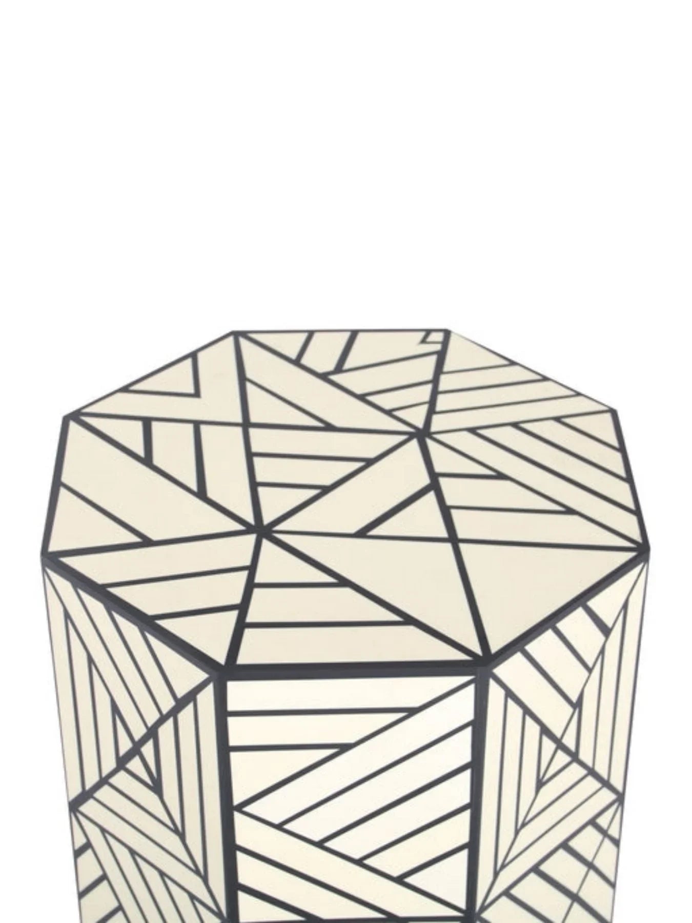 Resin Inlay Geometric Monochrome Side Table