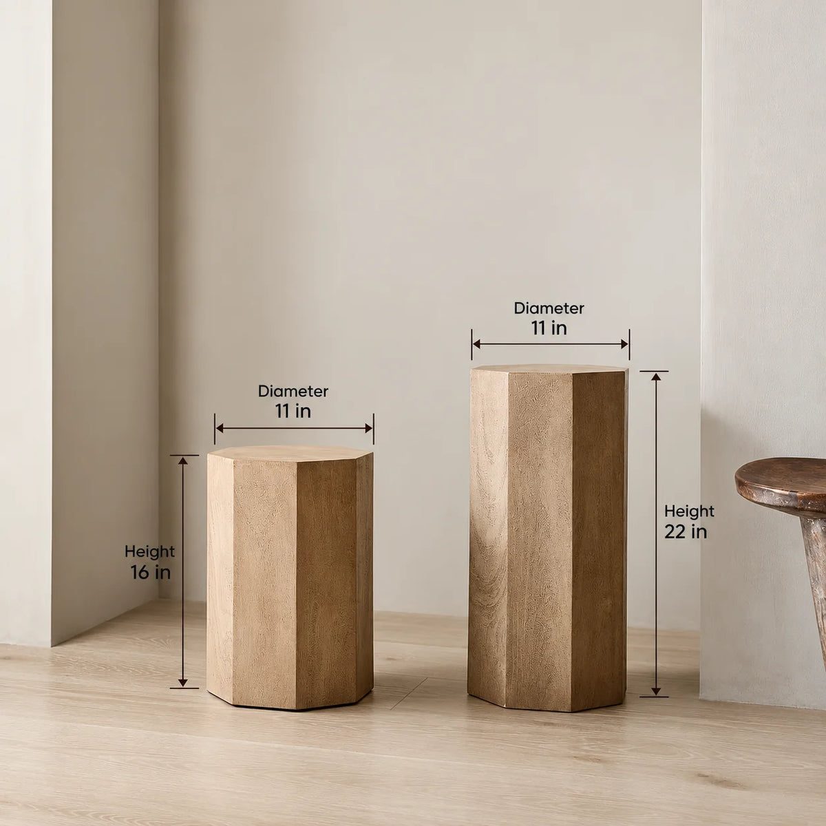 Mango Wood Plant Stand Set of 2 | Modern Wooden Plant Stands for Indoor Home Decor