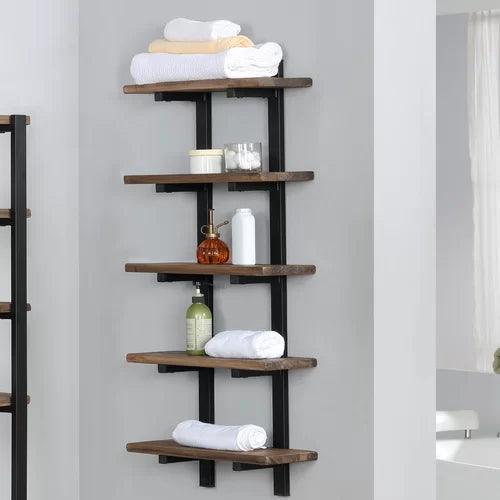 Tabwa Solid Mango Wood Shelves | 5 Tier Multipurpose Wall Mounted Shelf