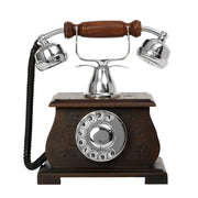 Handcrafted Unique Elegant Royal Brass and Wood Antique Phone Replica
