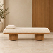 Halvion Solid Teak Wood & Fabric Upholstery Daybed/Chaise
