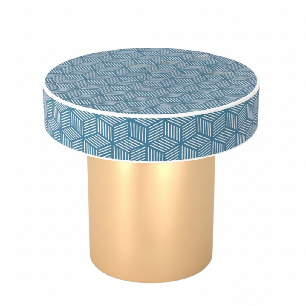 Inlay Round Side Table- Geo