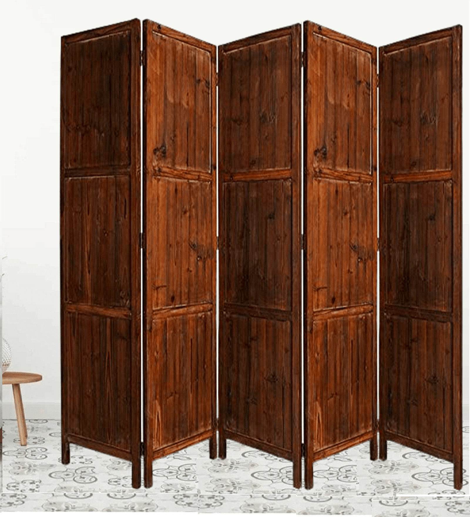 MDF Jali Folding Room Divider with Mango Wood Frame