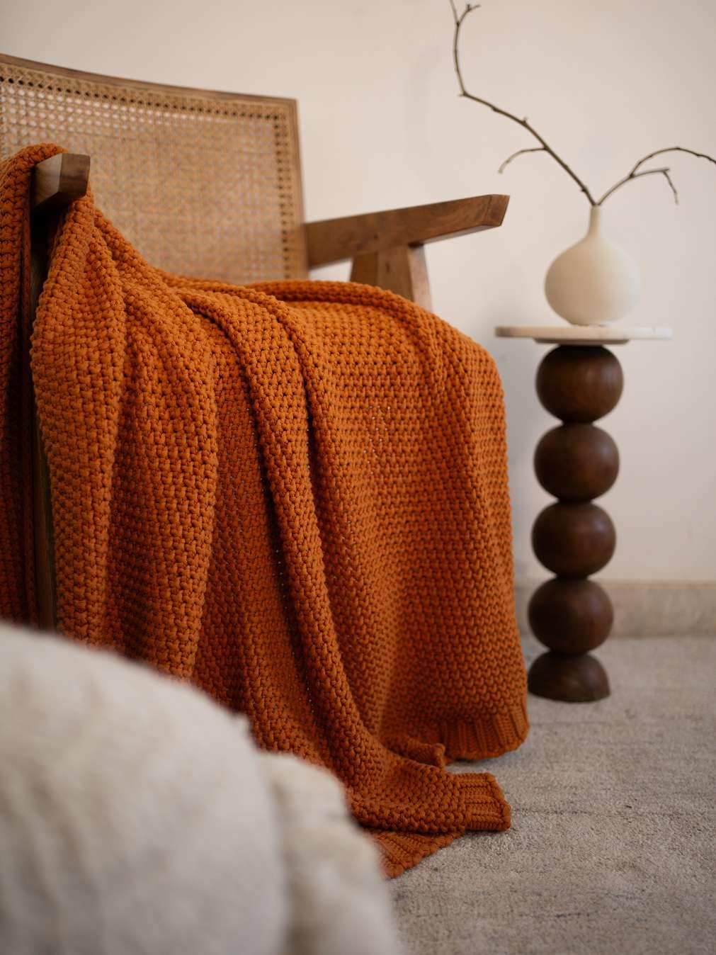 Alpine Cotton Knitted Throw | Soft Sofa & Bed Throw for Living Room & Bedroom