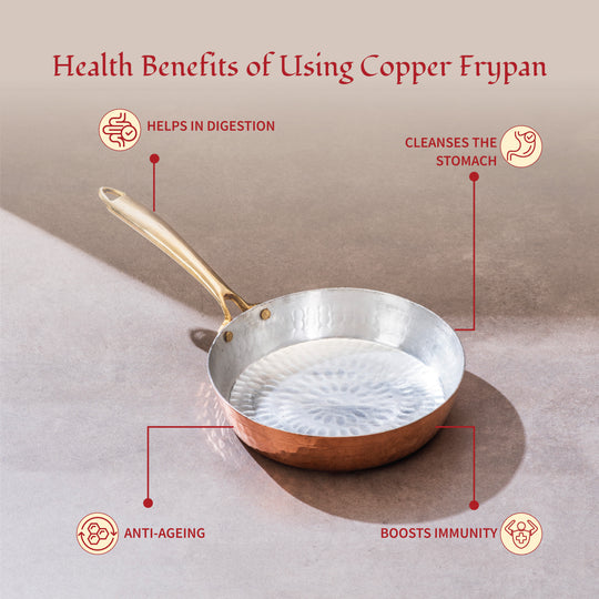 Copper Frypan (Frying Pan) With Brass Handle