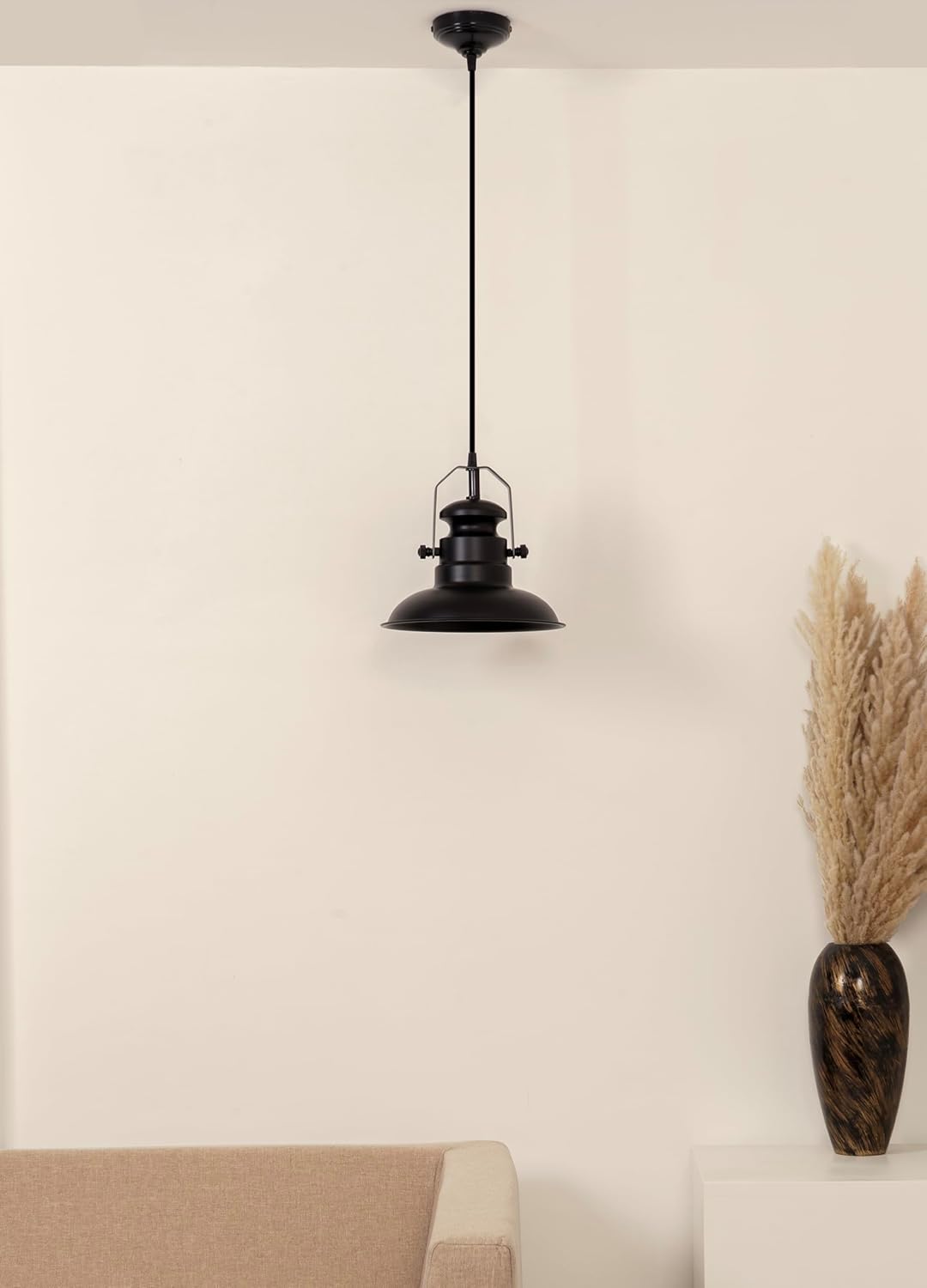 Sailors Metal Pendant Hanging Light Black Polished Hanging lamp for Indoor & Outdoor Usage| Ceiling Light for Cafes, Restaurants & Industrial Use