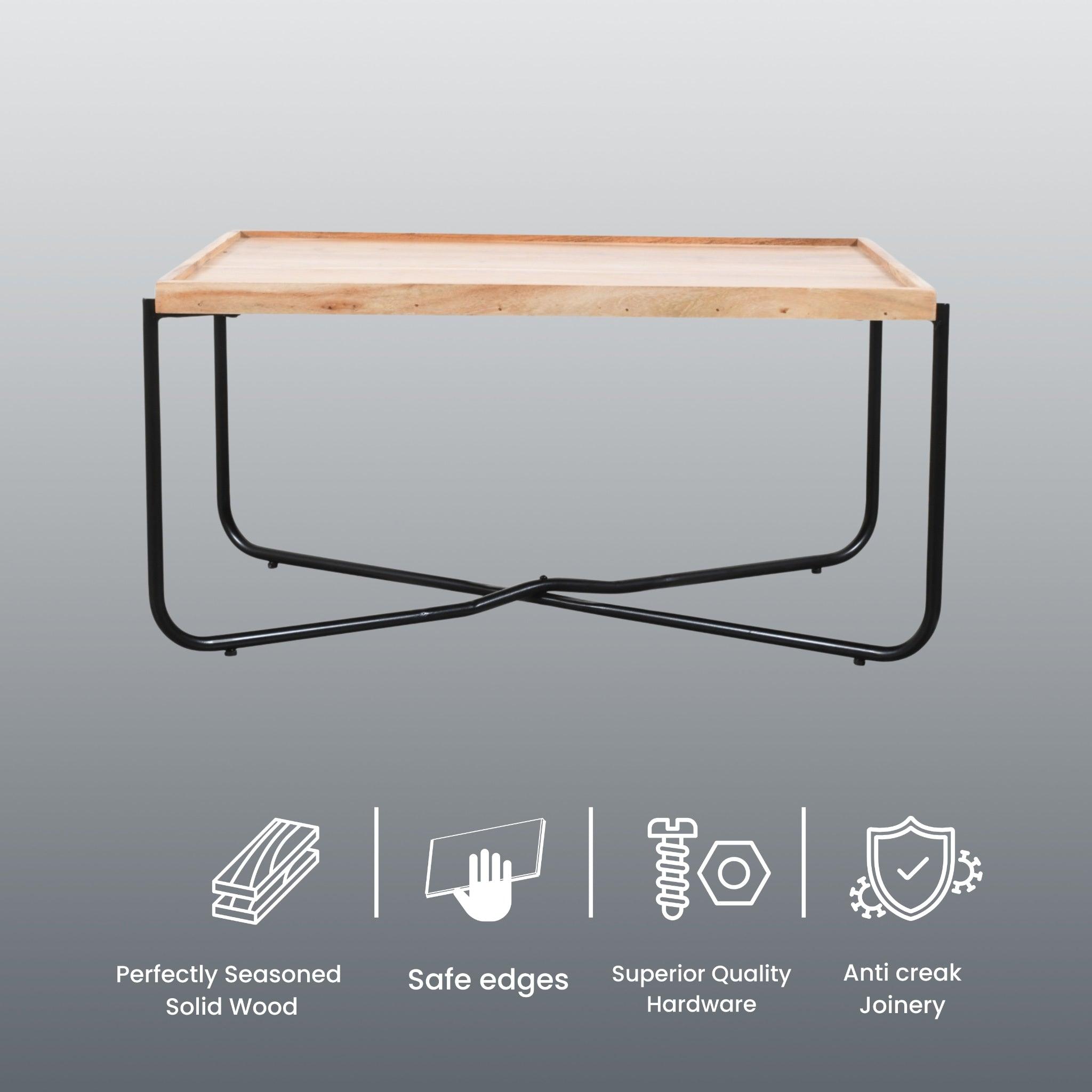 Minicoy Wooden Center Table for Living Room | Acacia Wood Coffee Table | Tea Table