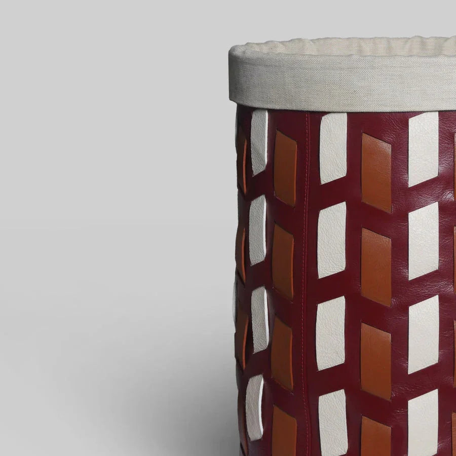 The Tresso Laundry Basket | Maroon, Tan, White