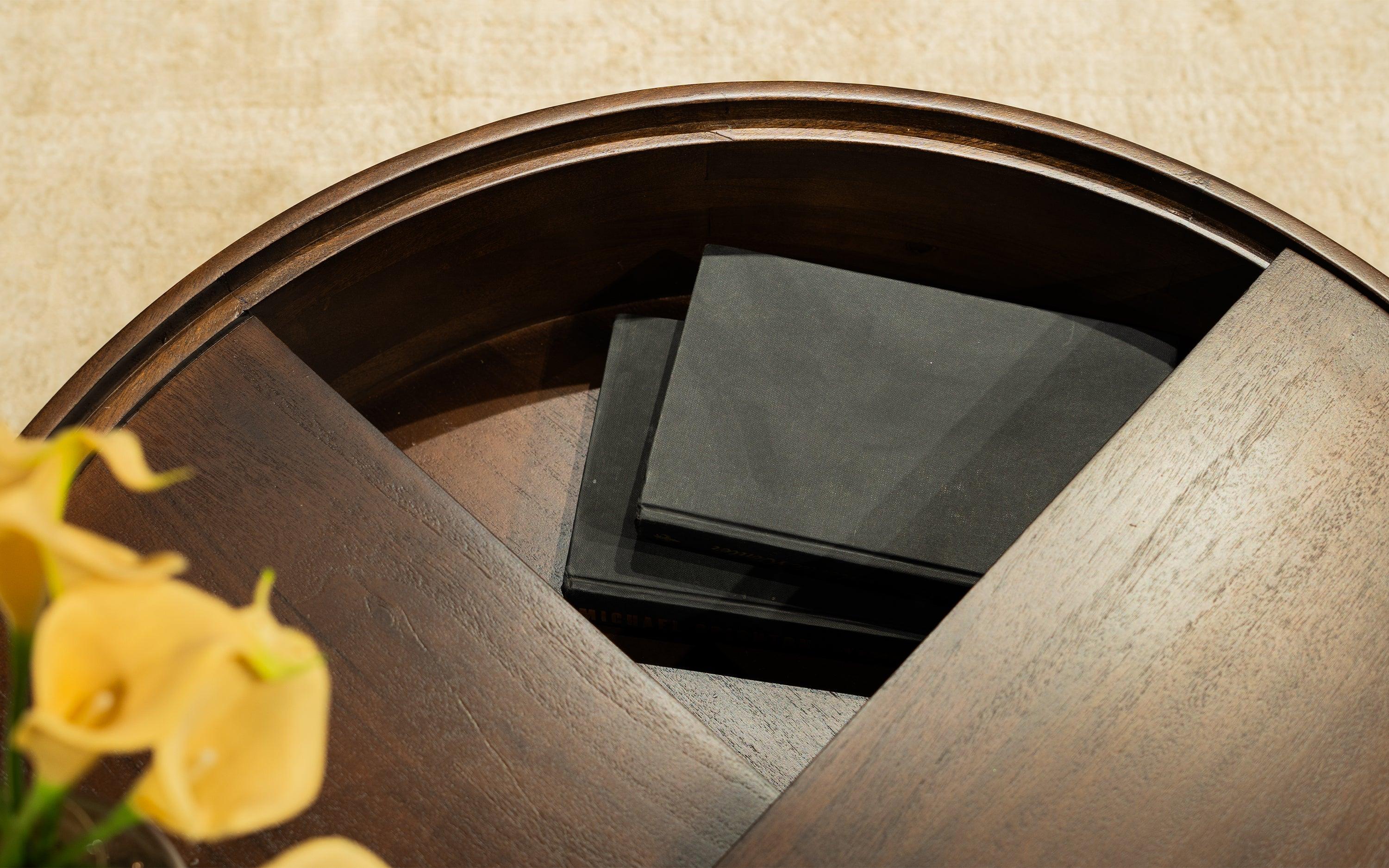 Dali Gold Coffee Table | Wooden Center Table for Living Room | Acacia Wood Tea Table