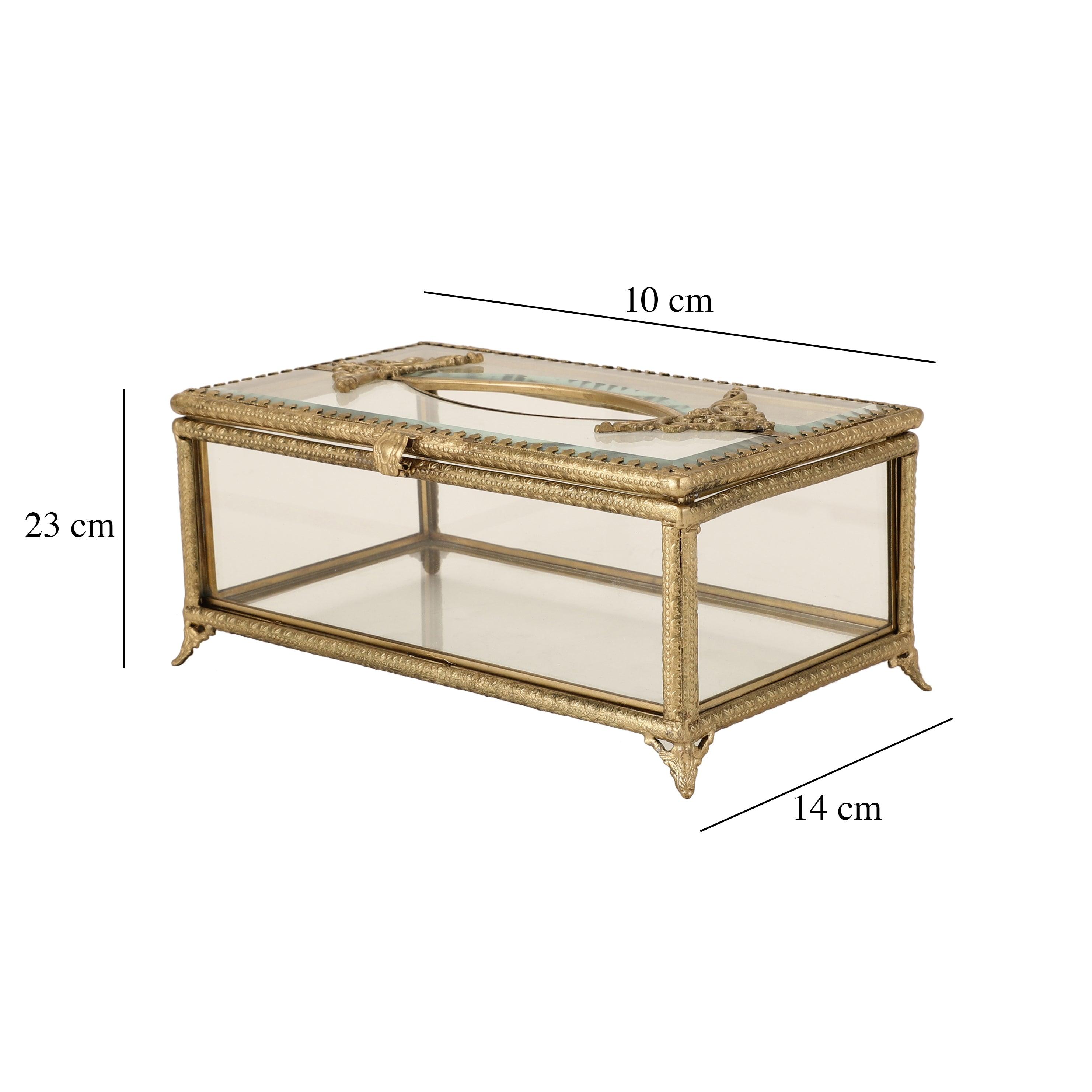 Victorian Elegance Brass And Glass Napkin Box