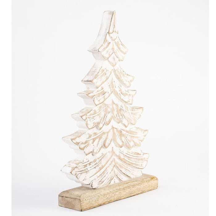 Rustic White Christmas Tree & Beautiful Wooden Xmas Decor