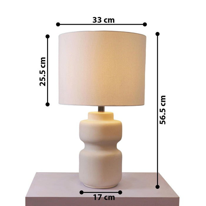 Off White Cotton Ceramic Waken Curve Angle Lamp Light For Home Decor