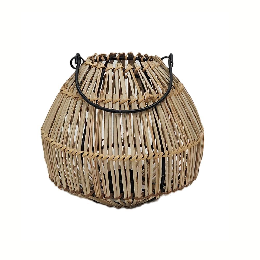 Handwoven Bamboo Lantern – Rustic Wicker Candle Holder for Home, Patio, and Garden Décor with 5 Free Tealights