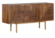 Chevron Sideboard | Acacia Wood, Stainless Steel
