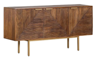 Chevron Sideboard | Acacia Wood, Stainless Steel