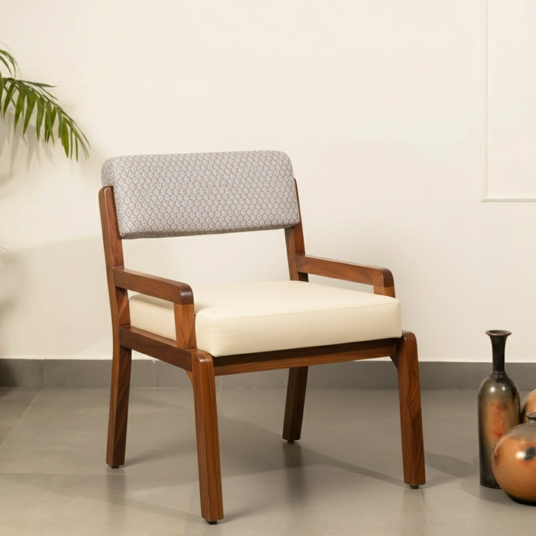Zyra Upholstered Teak Wood Dining Chair