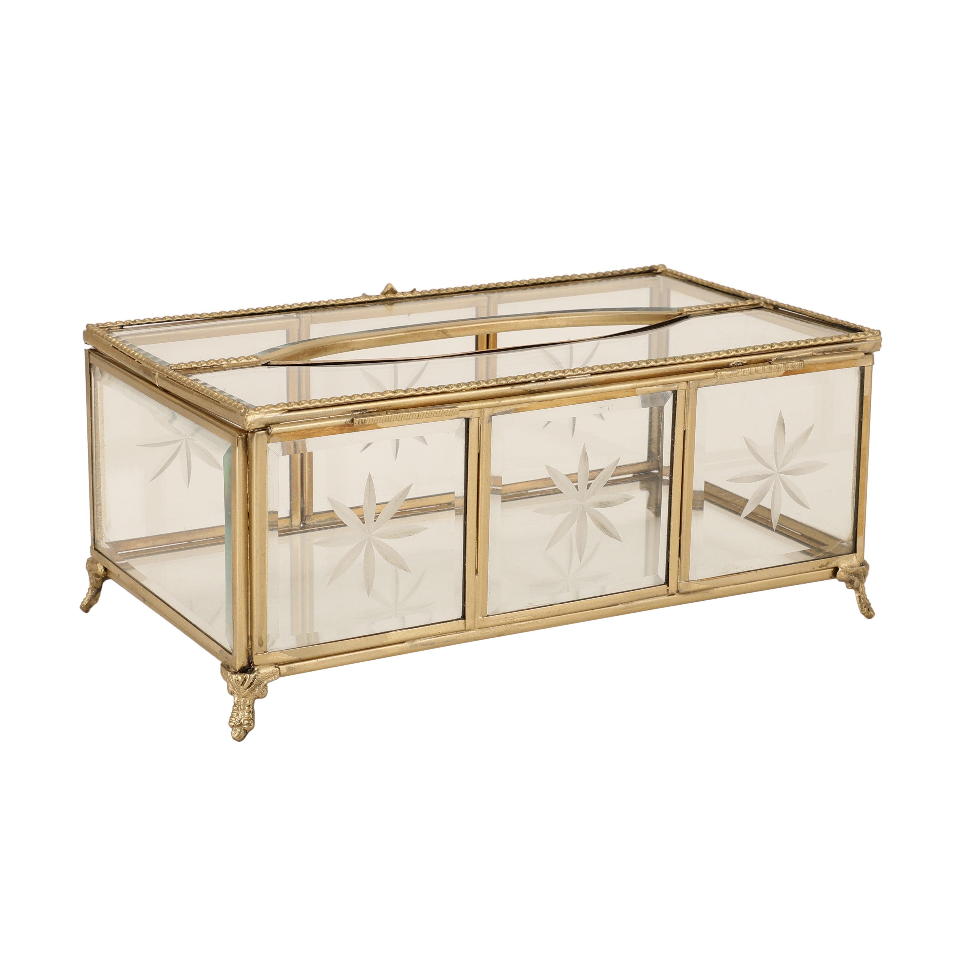 Starlight Glass And Brass Napkin Box