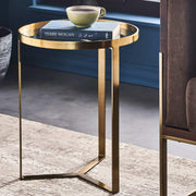 Emperor Gold Side Table | Luxury Glass Top Accent Table for Living Room & Bedroom