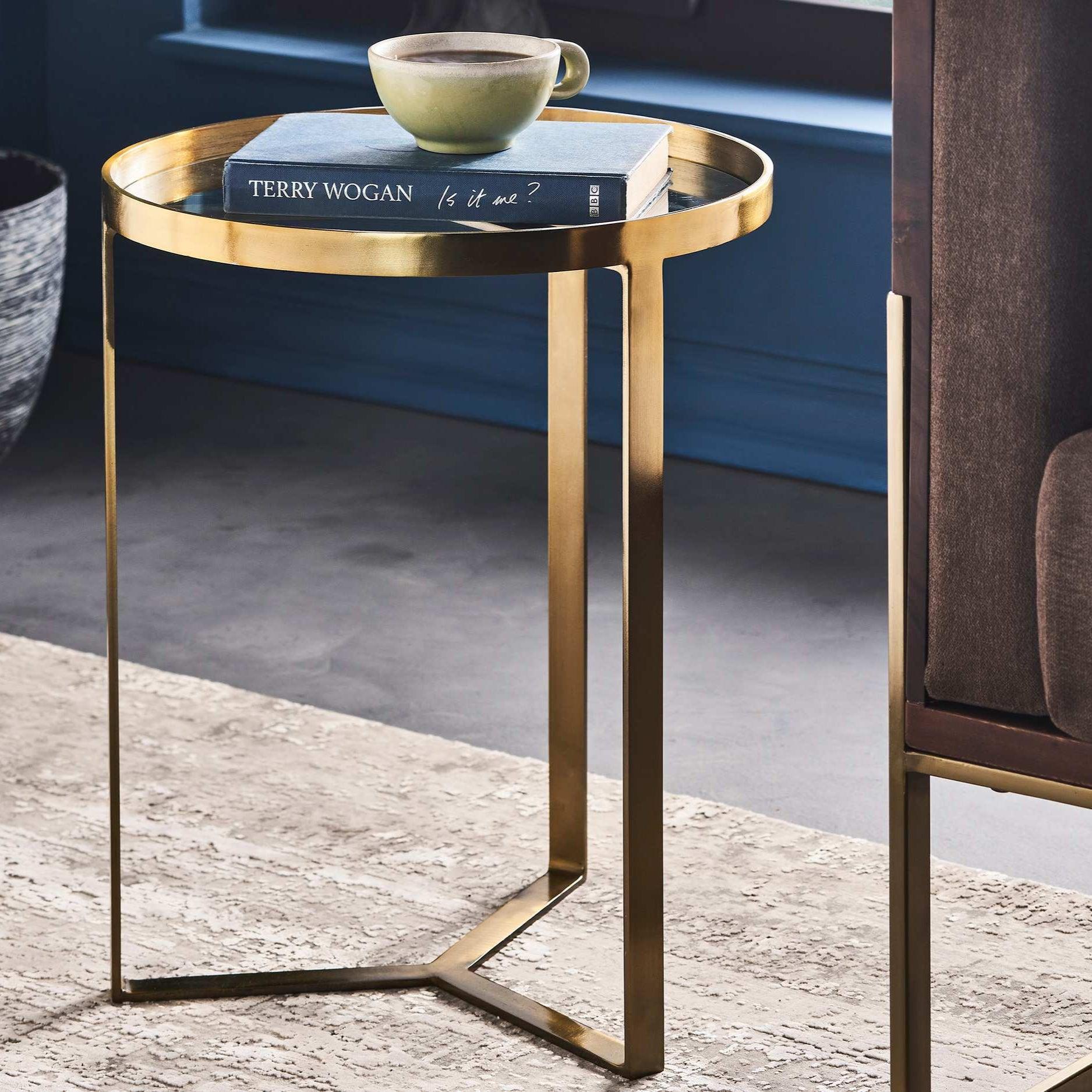 Emperor Gold Side Table | Luxury Glass Top Accent Table for Living Room & Bedroom