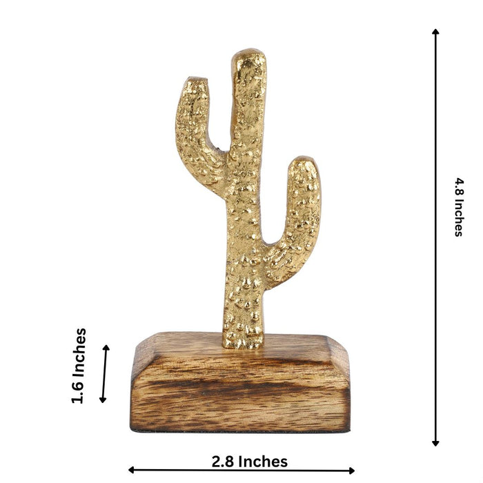 Mini Cactus Decor Showpiece - Gold