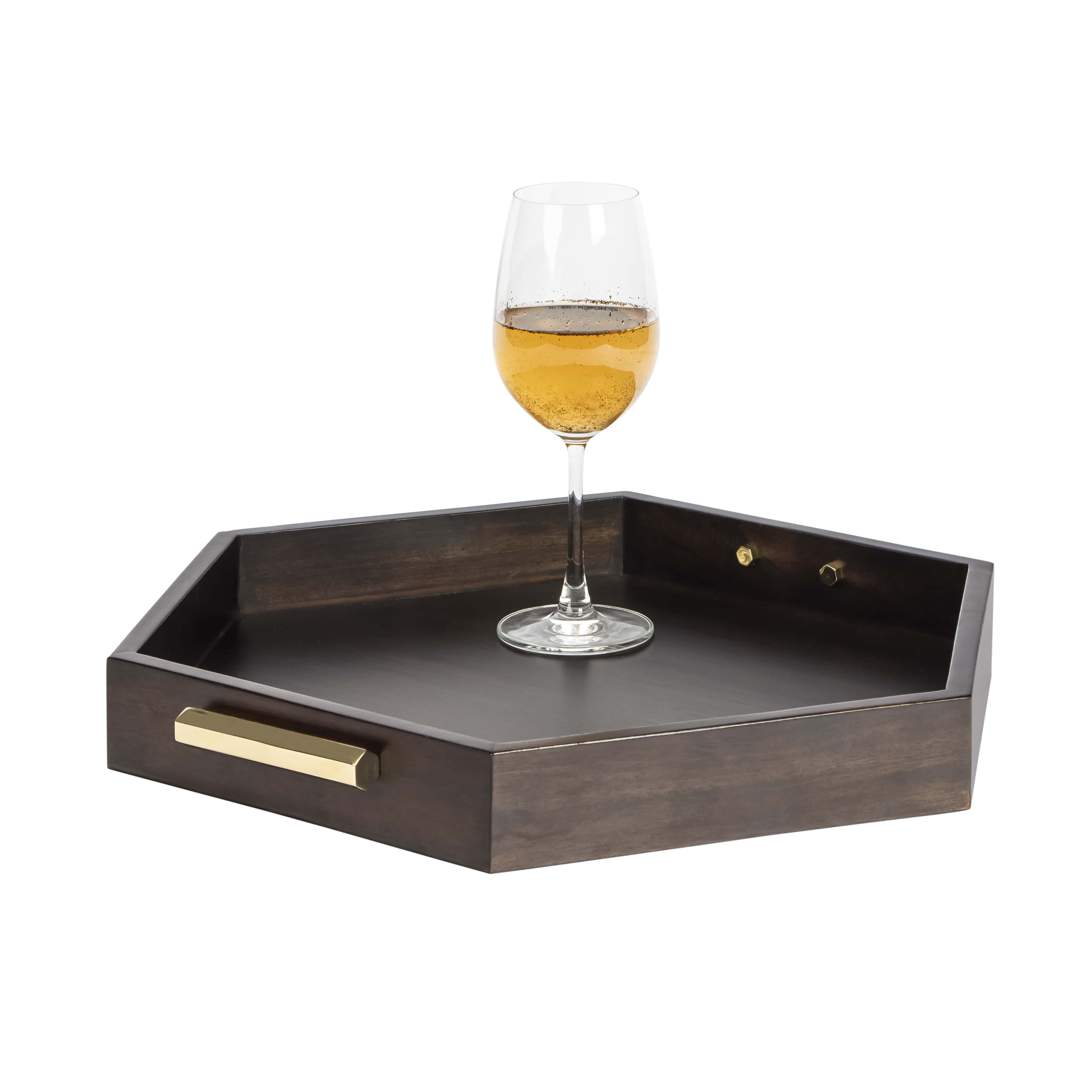 Hex Tray | Brass And Wood