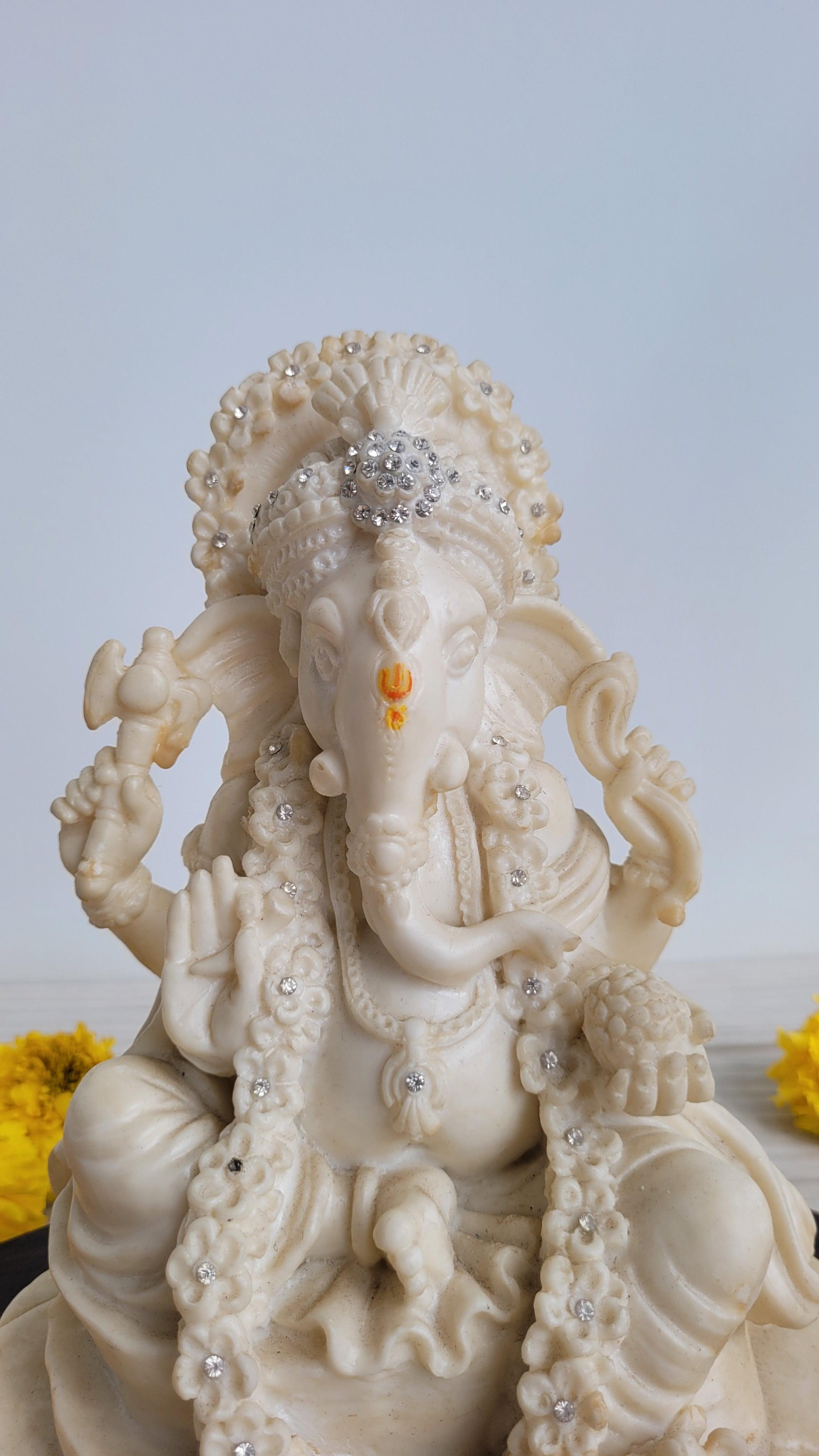 Regal Ivory Ganesha Statue