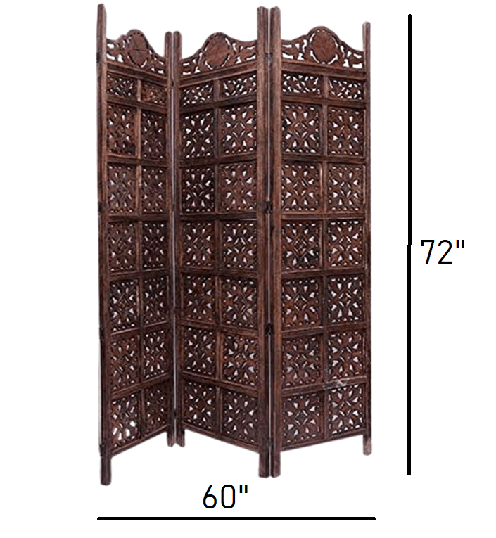 Mango Wood & MDF Jali Room Separator in Folding Design