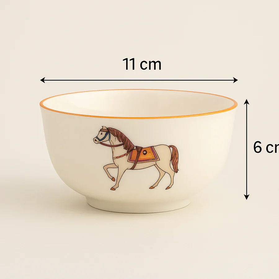 Fine Ceramics Bowl Set with Horse Design