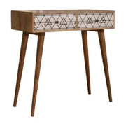 Triangular Console Table for Living Room | Solid Mango Wood Entryway Table