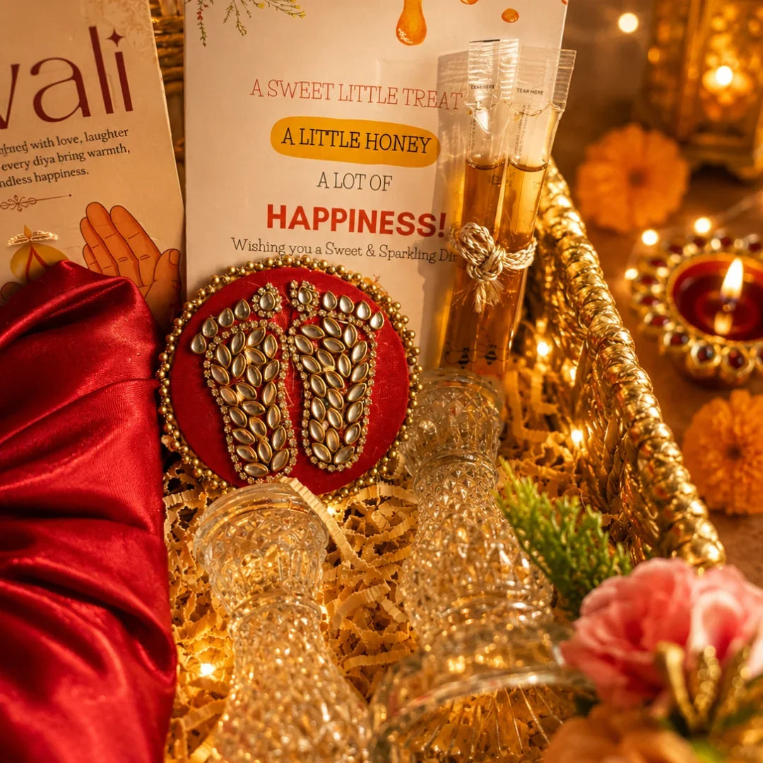 Shubh Aarambh Golden & White Festive Gift Basket