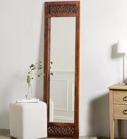 Solid Wood Floor Rested Mirror | Wooden Freestanding Mirror