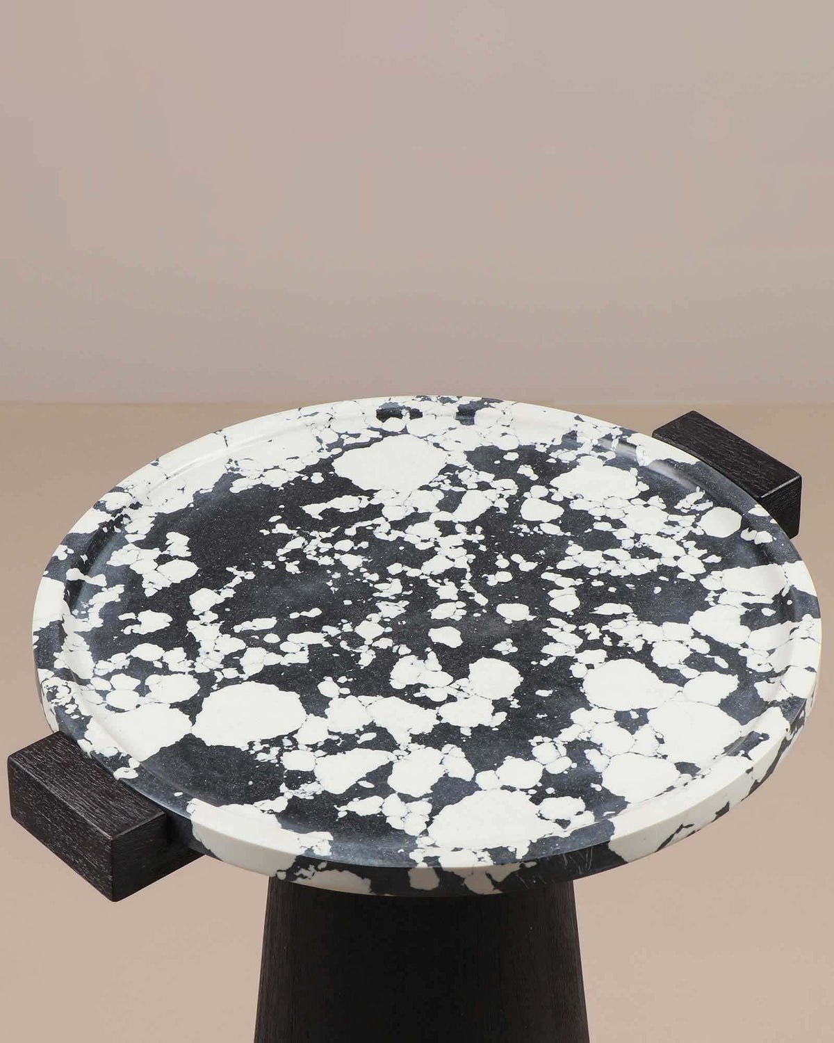 Metropia Sofa Side Table with Marble Top & Acacia Wood | Modern Accent Table for Living Room