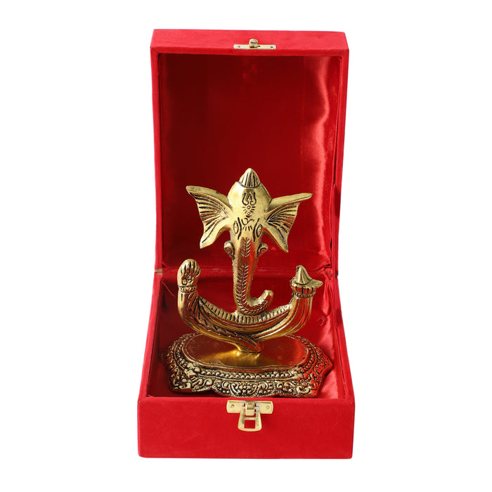 Ganesh Idol with Elegant Red Velvet Packaging