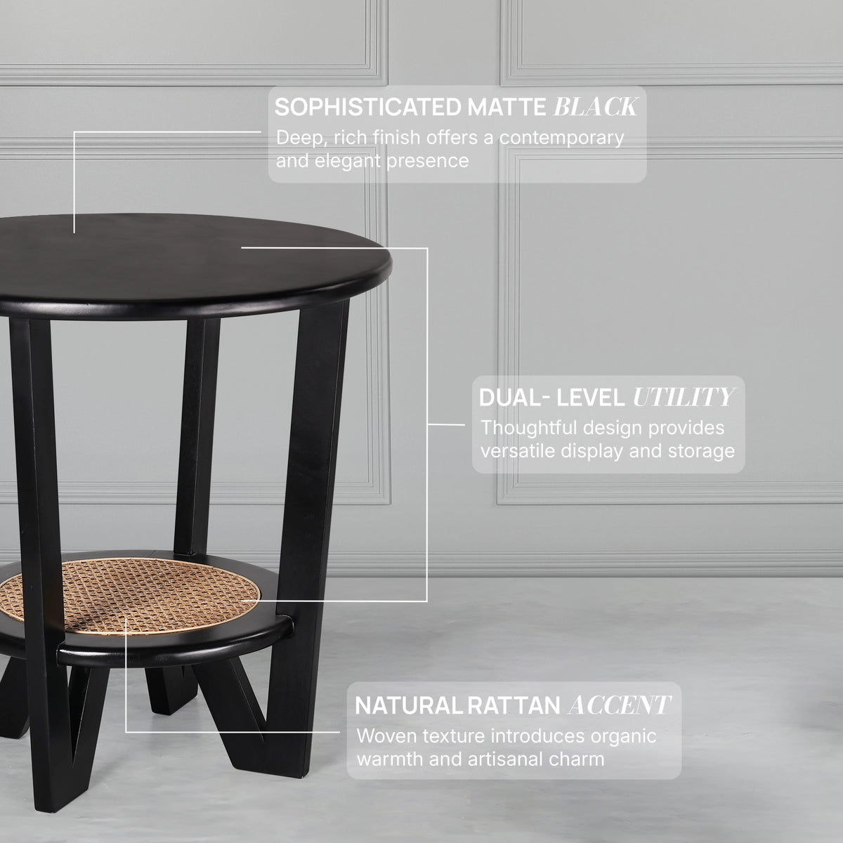 Noir Rattan Round Table