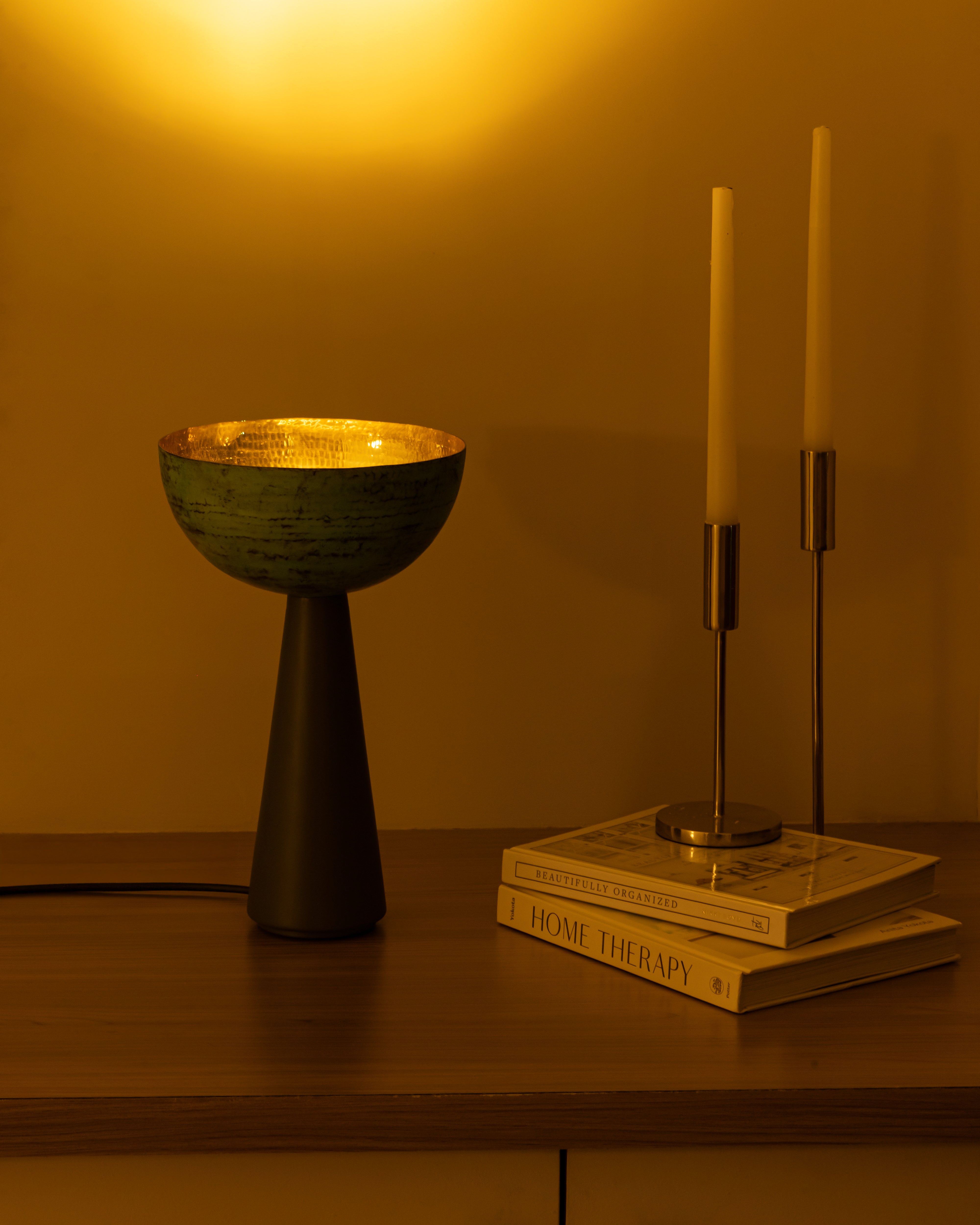 Goblet Uplighter | Brass And Wood