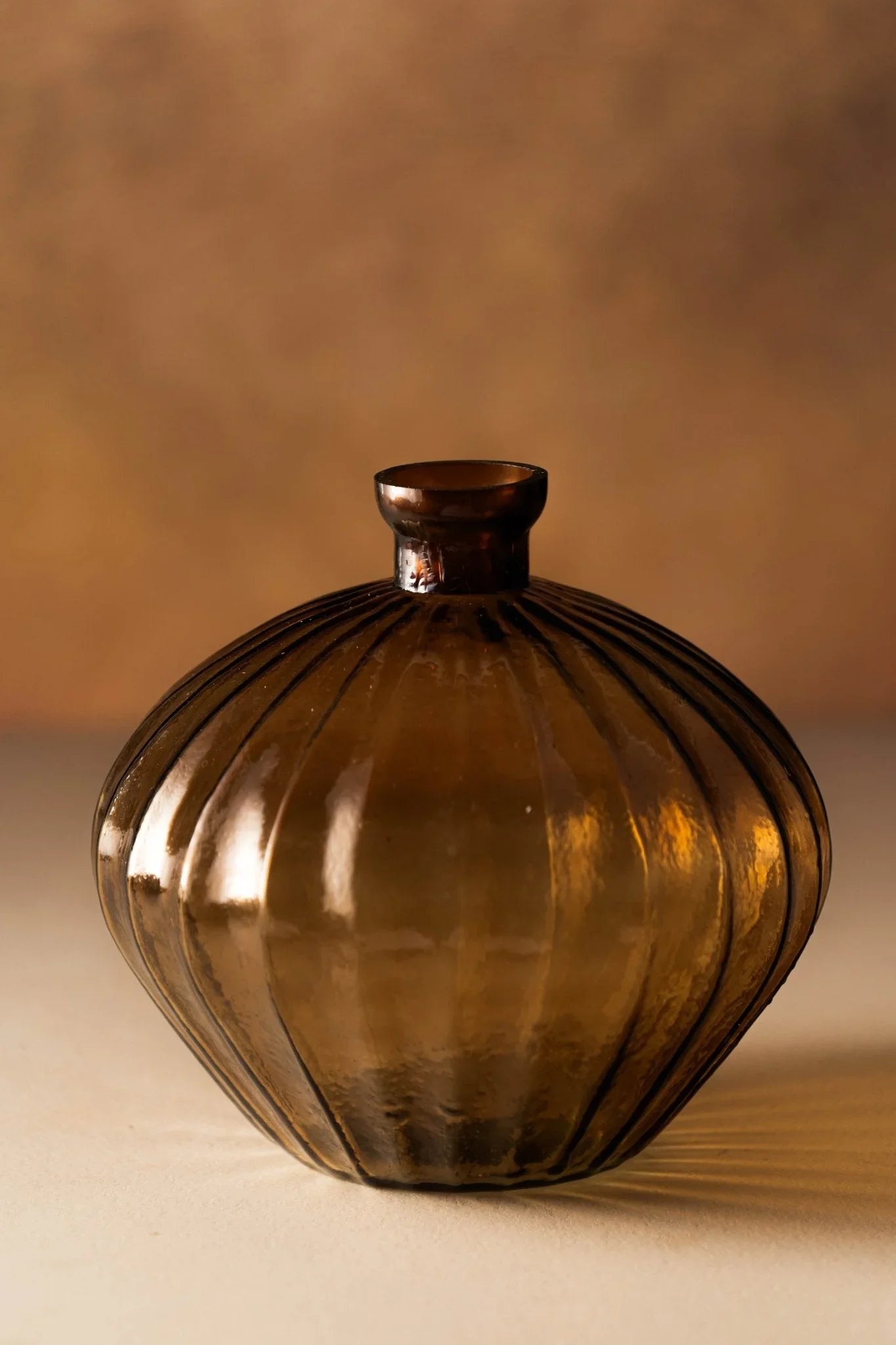 Tinted Brown Glass Vase | Elegant Decorative Vase for Flowers | Flower Pot for Living Room Decor