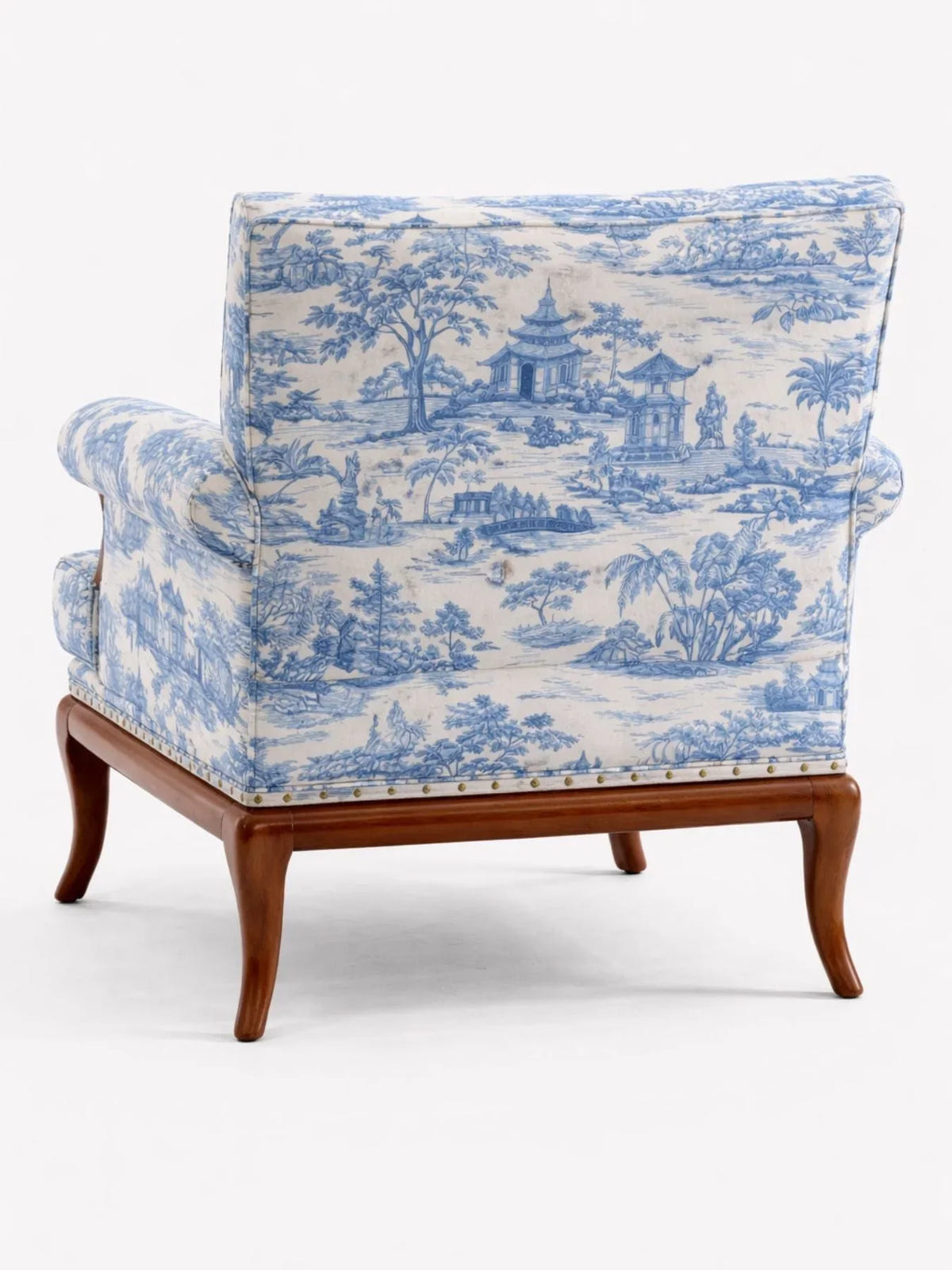Aurelia Teak Wood Armchair | Modern Velvet Accent Chair for Living Room