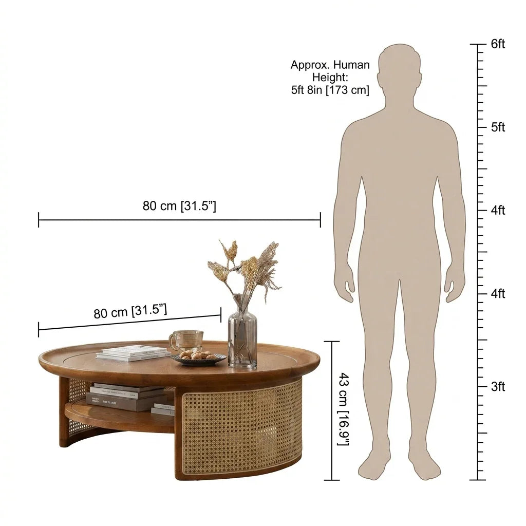 Pluto Solid Mango Wood Center Table | Coffee Table for Living Room