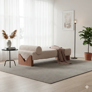 Arqora Solid Teak Wood & Fabric Upholstery Bench