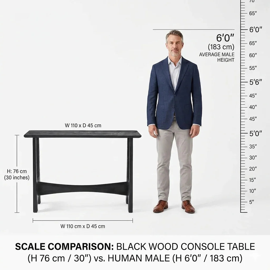 Solid Mango Wood Console Table for Entryway |  Modern Hall Table for Living Room