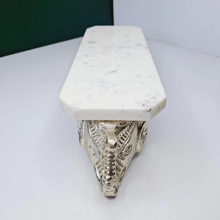 Marble Chowki With Aluminum Cast Legs For Pooja Style 2