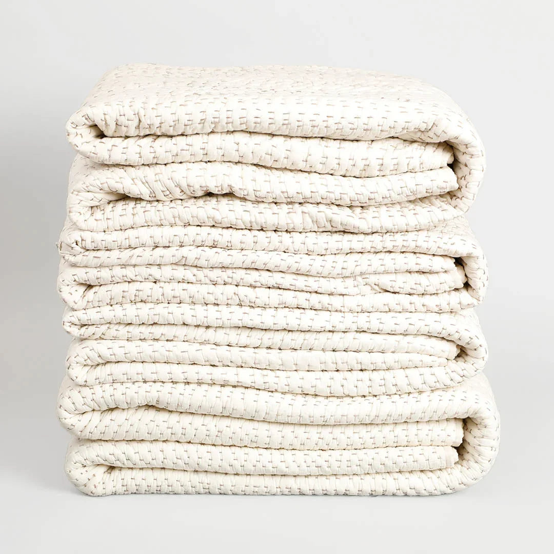 Ashen Pearl Kantha Quilt