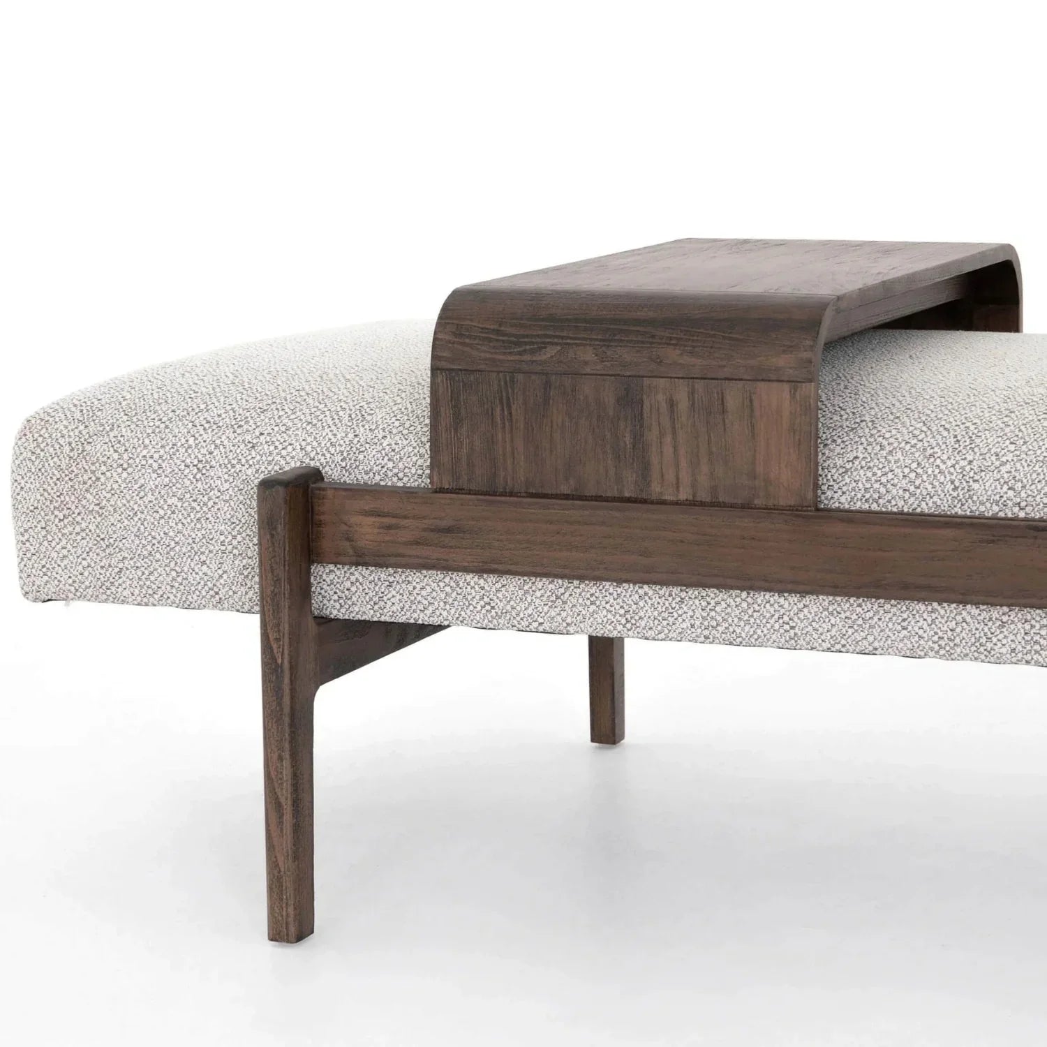Luxqen Teak Wood & Fabric Upholstery Bench