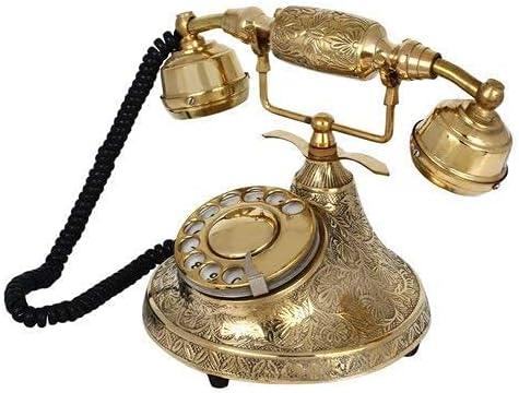 Handmade Designer Golden Brass Finish Rotary Dial Telephone - Home & Office Purpose