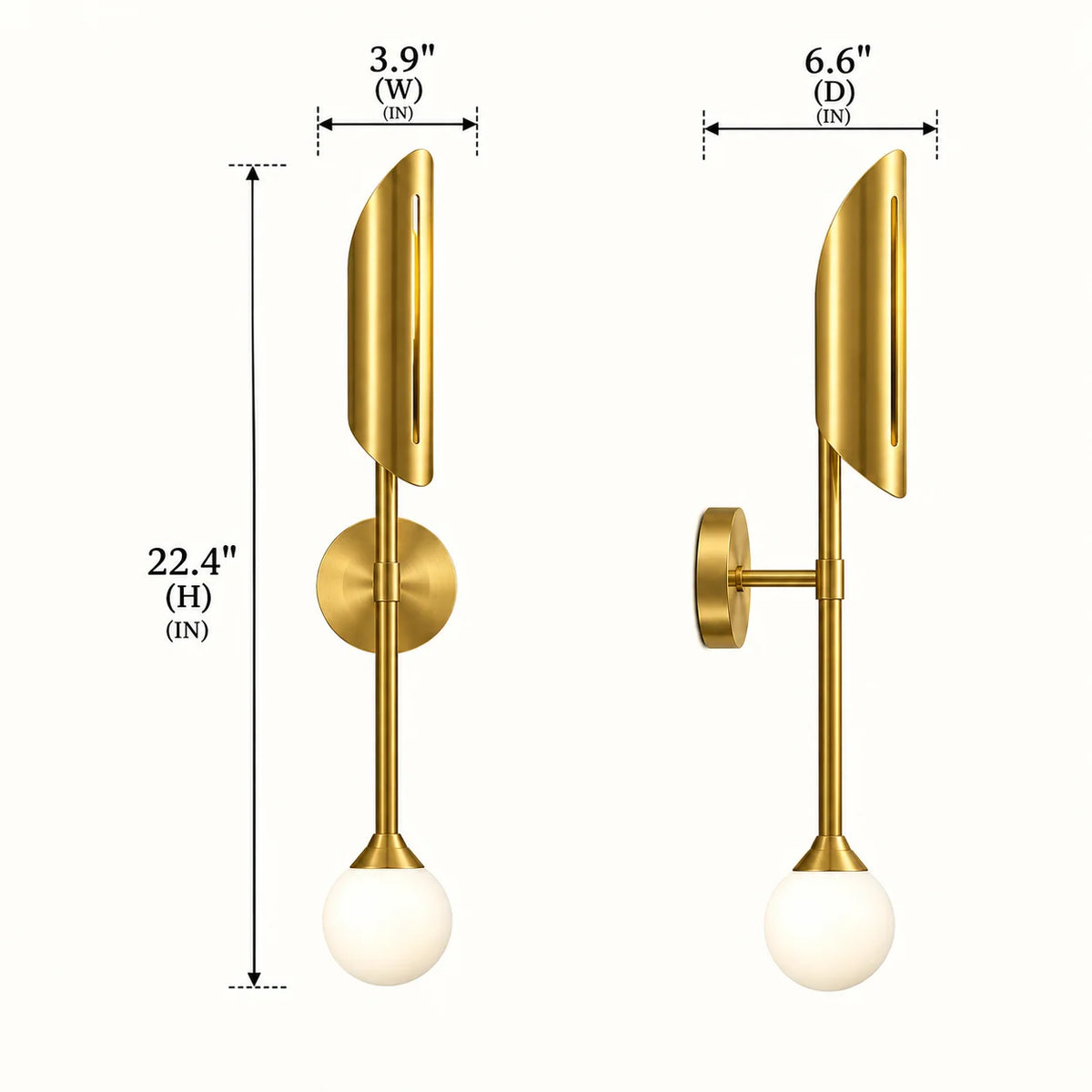 Gold Iron & Glass Wall Light | Modern Flush Mount Wall Lamp for Living Room & Bedroom